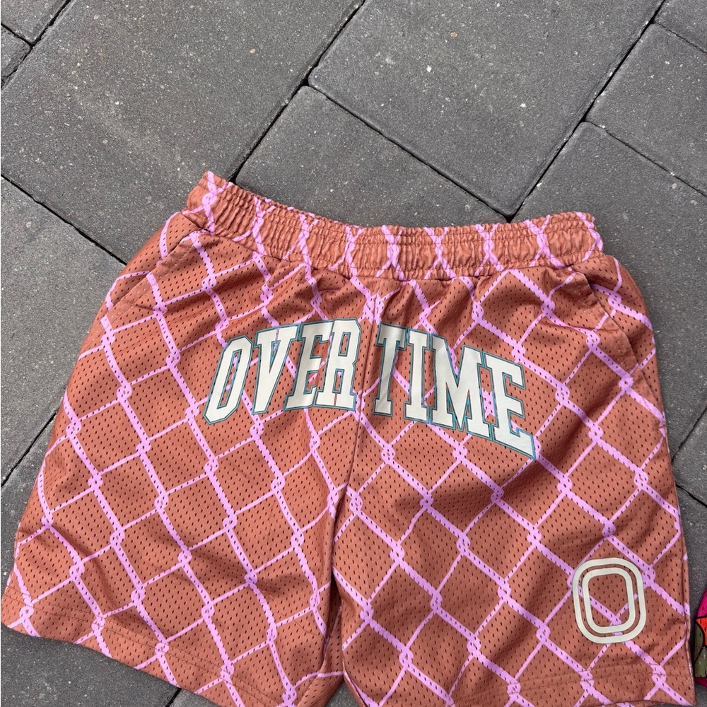 Overtime Kids' Brown and Pink Patterned Shorts